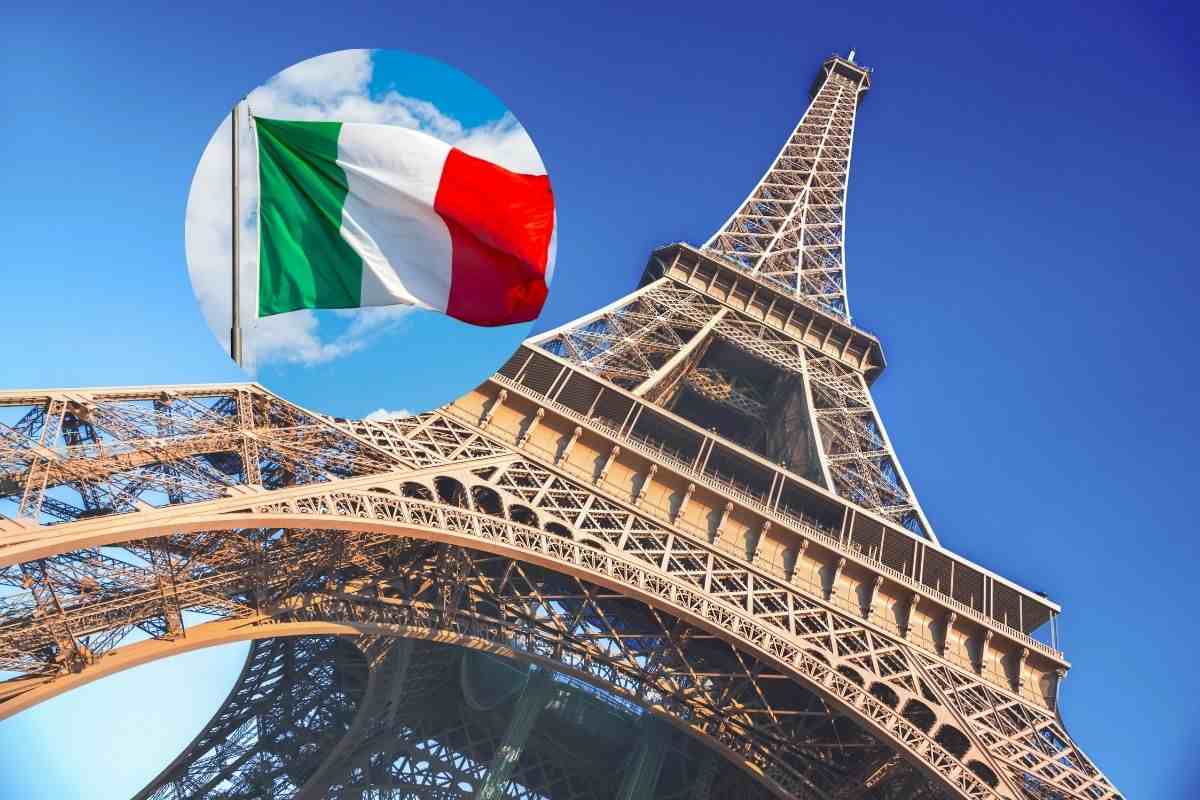 torre eiffel e bandiera italia